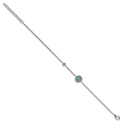 Chisel Stainless Steel Polished Reconstructed Turquoise 7 inch Bracelet with 1.25 inch Extension