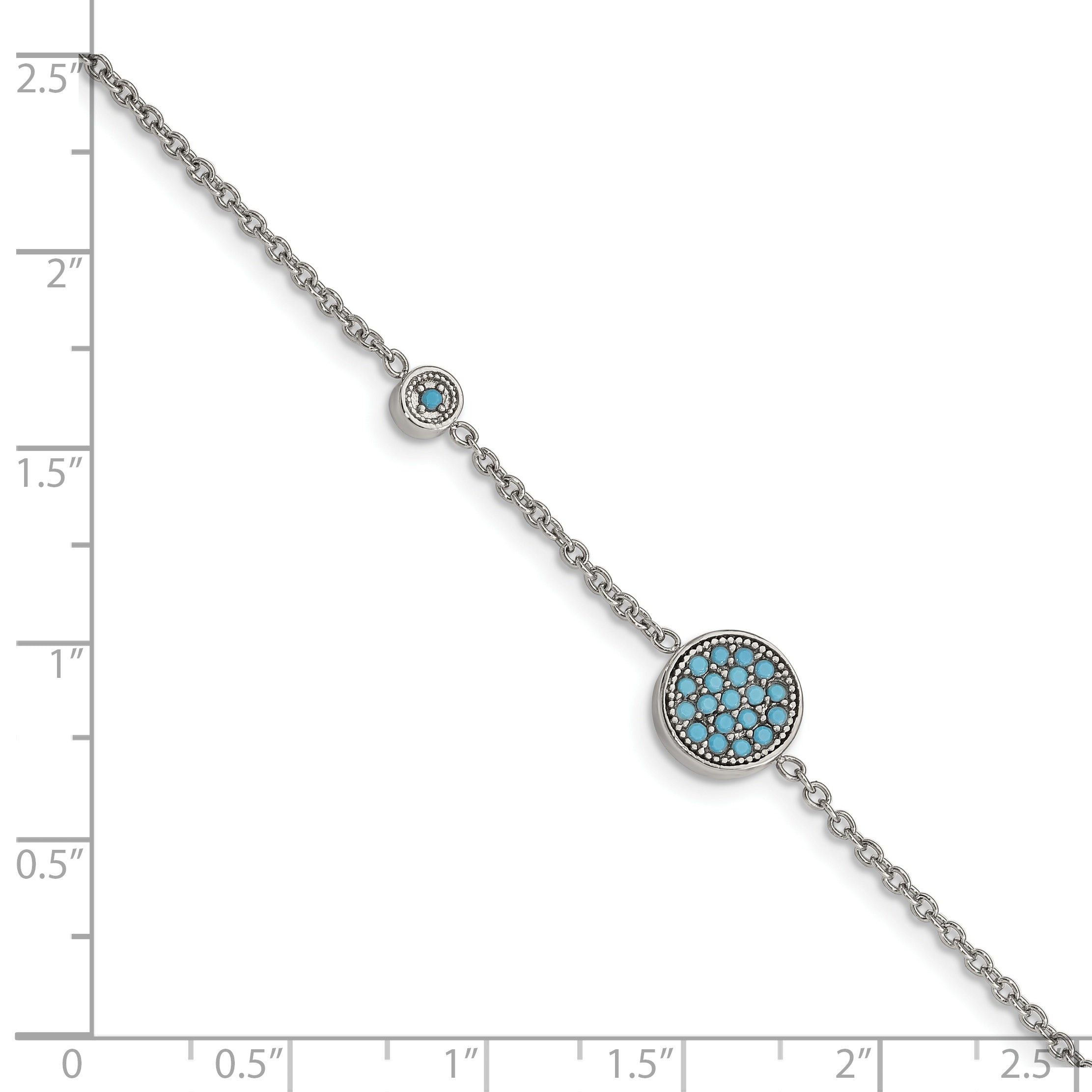 Chisel Stainless Steel Polished Reconstructed Turquoise 7 inch Bracelet with 1.25 inch Extension