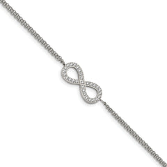 Chisel Stainless Steel Polished with CZ Infinity Symbol 6.25 inch Bracelet with 2 inch Extension