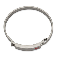 Chisel Stainless Steel Brushed with Red Enamel 8.00mm Medical ID Bangle