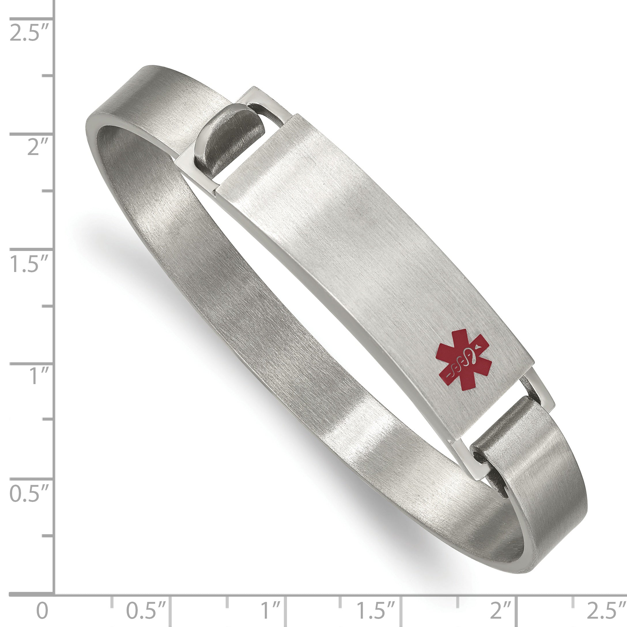 Chisel Stainless Steel Brushed with Red Enamel 8.00mm Medical ID Bangle