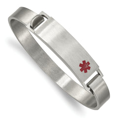 Chisel Stainless Steel Brushed with Red Enamel 8.00mm Medical ID Bangle