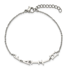 Stainless Steel Polished FAITH 6.5in w/1in ext. Bracelet