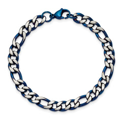 Chisel Stainless Steel Brushed and Polished Blue IP-plated 7.5mm 8.5 inch Bracelet