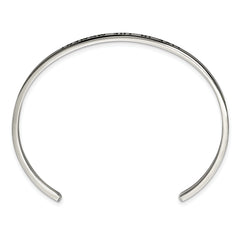 Chisel Stainless Steel Polished and Enameled with Crystal LIVE IN THE MOMENT 3mm Cuff Bangle