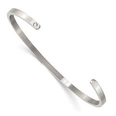 Chisel Stainless Steel Polished and Enameled with Crystal ALWAYS IN MY HEART 3mm Bangle