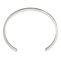 Chisel Stainless Steel Polished and Enameled with Crystal LOVE YOU MORE 3mm Cuff Bangle