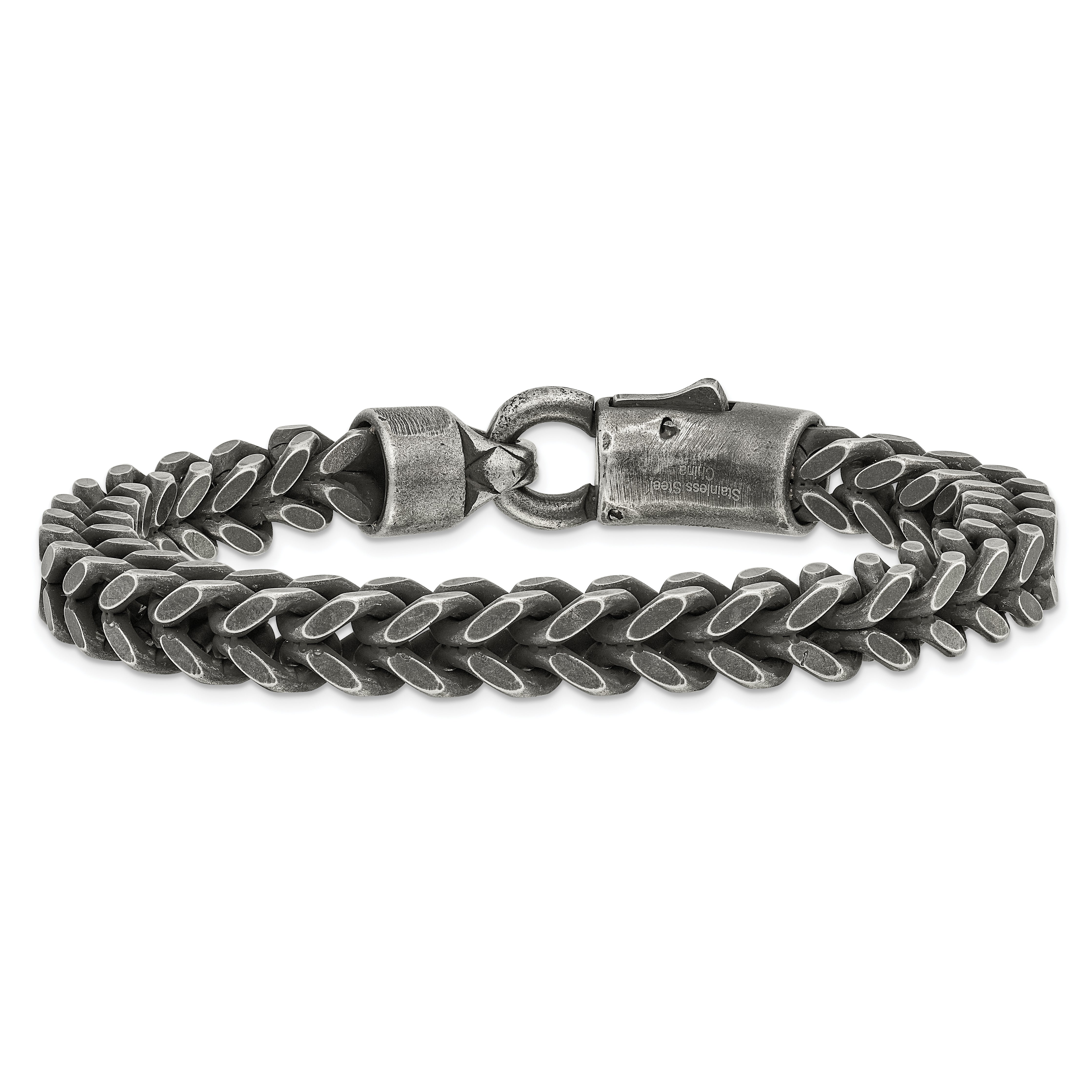 Chisel Stainless Steel Antiqued and Brushed Heavy Wheat 9 inch Bracelet