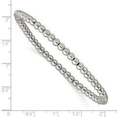 Chisel Stainless Steel Polished 4mm Beaded Stretch Bracelet