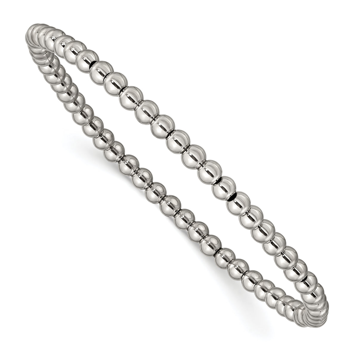 Chisel Stainless Steel Polished 4mm Beaded Stretch Bracelet