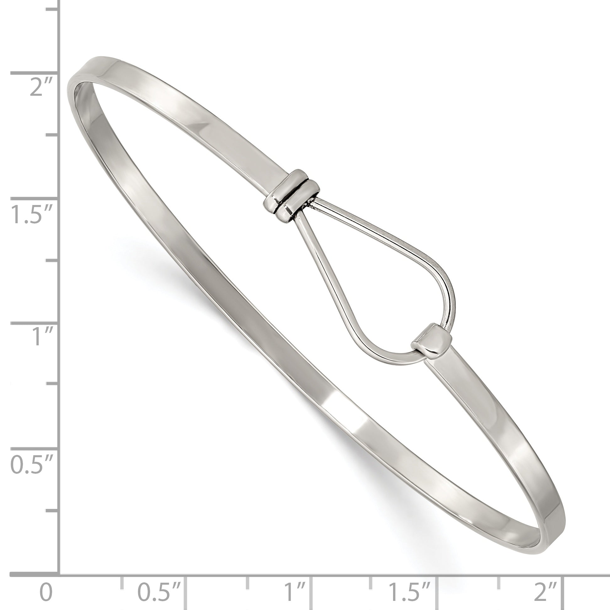 Chisel Stainless Steel Polished 3mm Flexible Hook Clasp Bangle