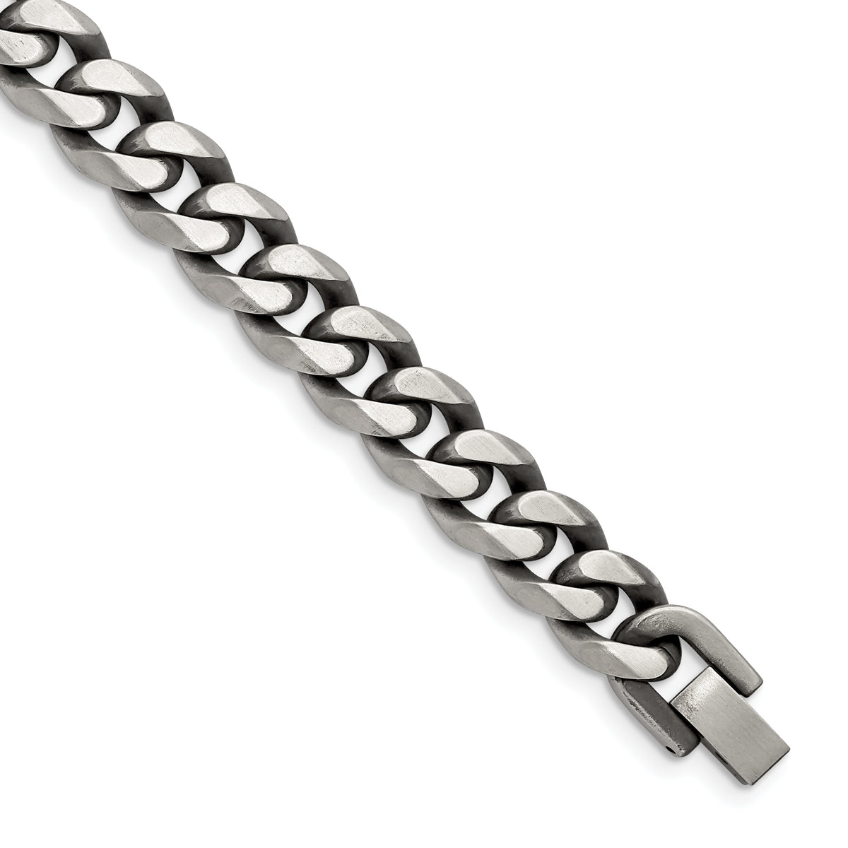 Chisel Stainless Steel Antiqued and Brushed 10.5mm 8.5 inch Curb Bracelet