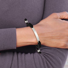 Chisel Stainless Steel Polished Black Nylon Adjustable ID Bracelet