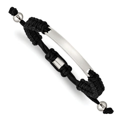 Chisel Stainless Steel Polished Black Nylon Adjustable ID Bracelet