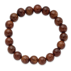 Chisel 10mm Burma Padauk Wood Beaded Stretch Bracelet