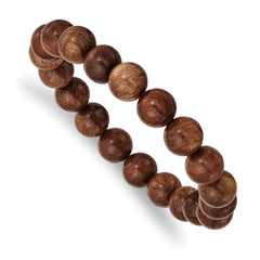 Chisel 10mm Burma Padauk Wood Beaded Stretch Bracelet