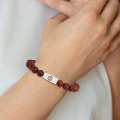 Stainless Steel Polished with Enamel Medical ID Padauk Wood Bracelet