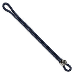 Chisel Stainless Steel Polished with Black Carbon Fiber Inlay Navy Blue Braided Leather 8.5 inch Bracelet