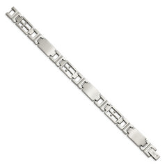 Chisel Stainless Steel Brushed and Polished Cross 8.25 inch Link Bracelet