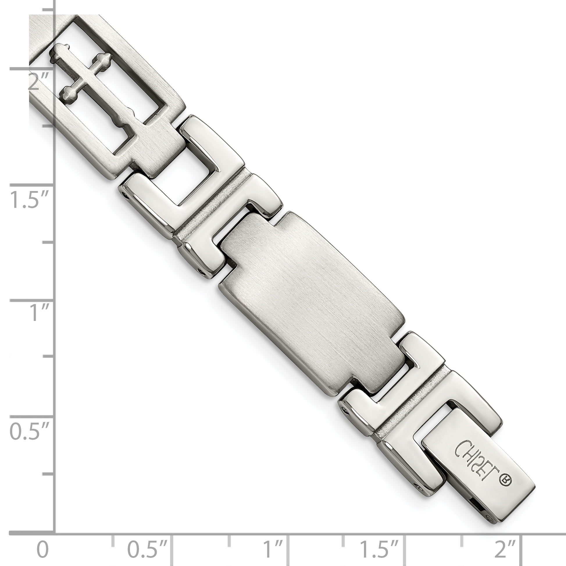 Chisel Stainless Steel Brushed and Polished Cross 8.25 inch Link Bracelet