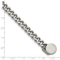 Chisel Stainless Steel Brushed and Polished Curb Chain with Brown Braided Leather Hook 8.25 inch Bracelet