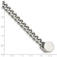 Chisel Stainless Steel Polished Curb Chain with Black Braided Leather Hook 8.25 inch Bracelet