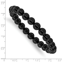 Chisel 8mm Black Agate Beaded Stretch Bracelet