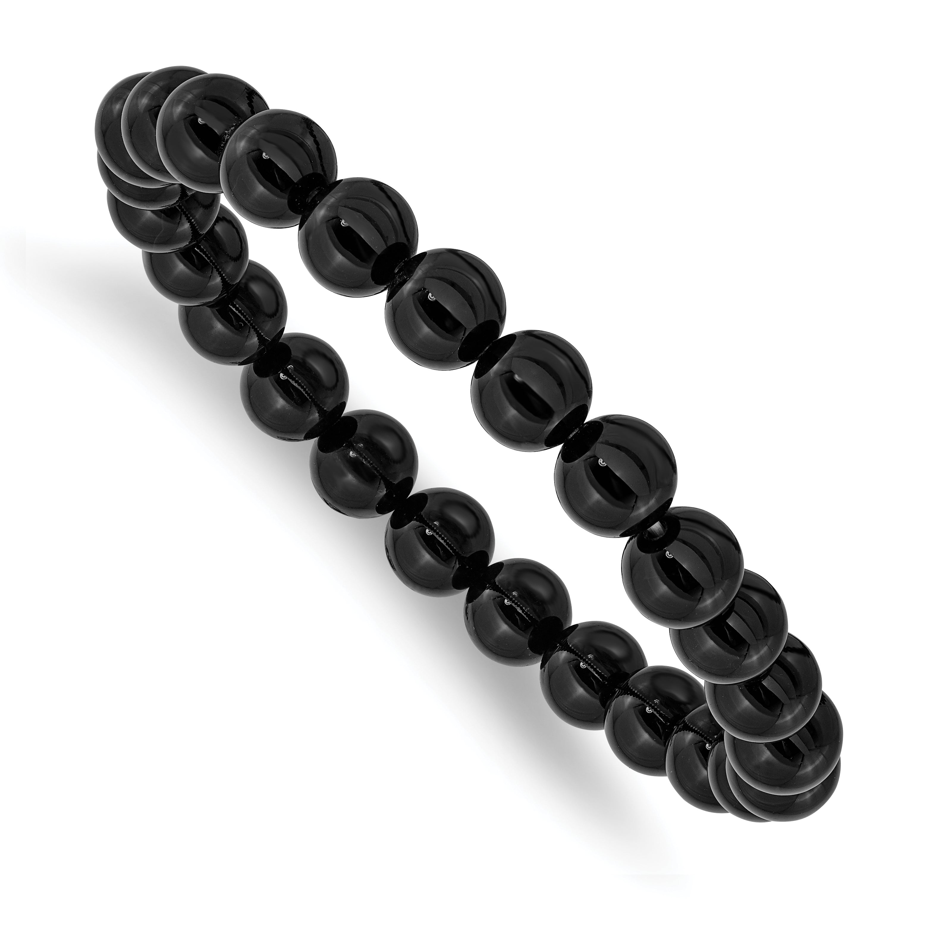 Chisel 8mm Black Agate Beaded Stretch Bracelet