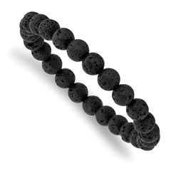 Chisel 8mm Volcanic Rock Agate Beaded Stretch Bracelet