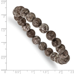 Chisel 8mm Grey Snowflake Agate Beaded Stretch Bracelet