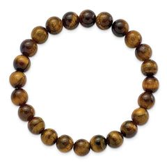 Chisel 8mm Yellow Tiger's Eye Agate Beaded Stretch Bracelet