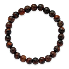 Chisel 8mm Red Tiger's Eye Agate Beaded Stretch Bracelet