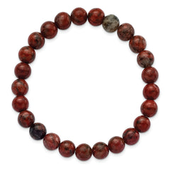 Chisel 8mm Sesame Red Agate Beaded Stretch Bracelet