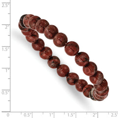 Chisel 8mm Sesame Red Agate Beaded Stretch Bracelet