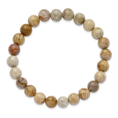 Chisel 8mm Chrysanthemum Agate Beaded Stretch Bracelet