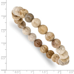 Chisel 8mm Chrysanthemum Agate Beaded Stretch Bracelet