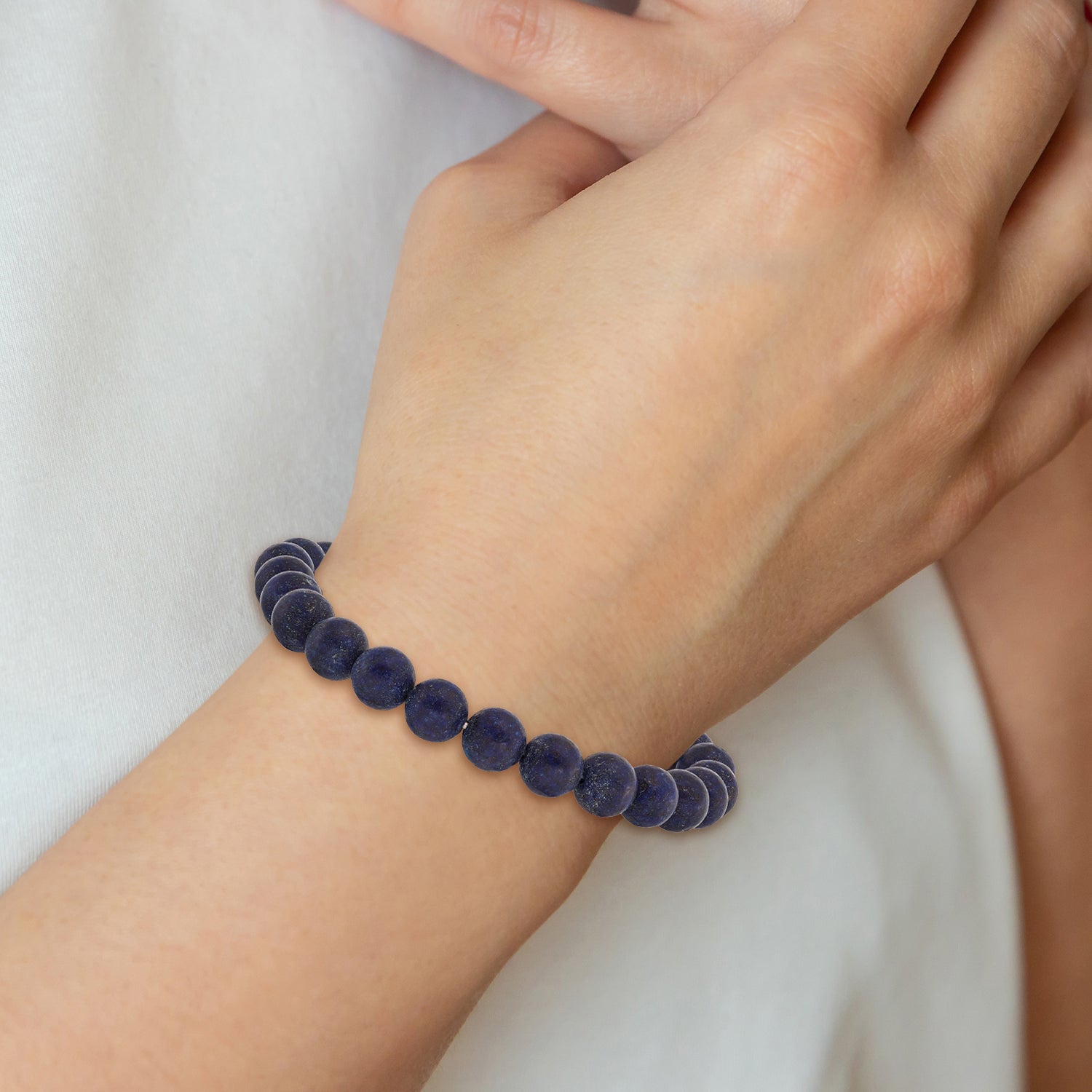 Chisel 8mm Lapis Agate Beaded Stretch Bracelet