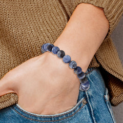 Chisel 8mm Sodalite Agate Beaded Stretch Bracelet