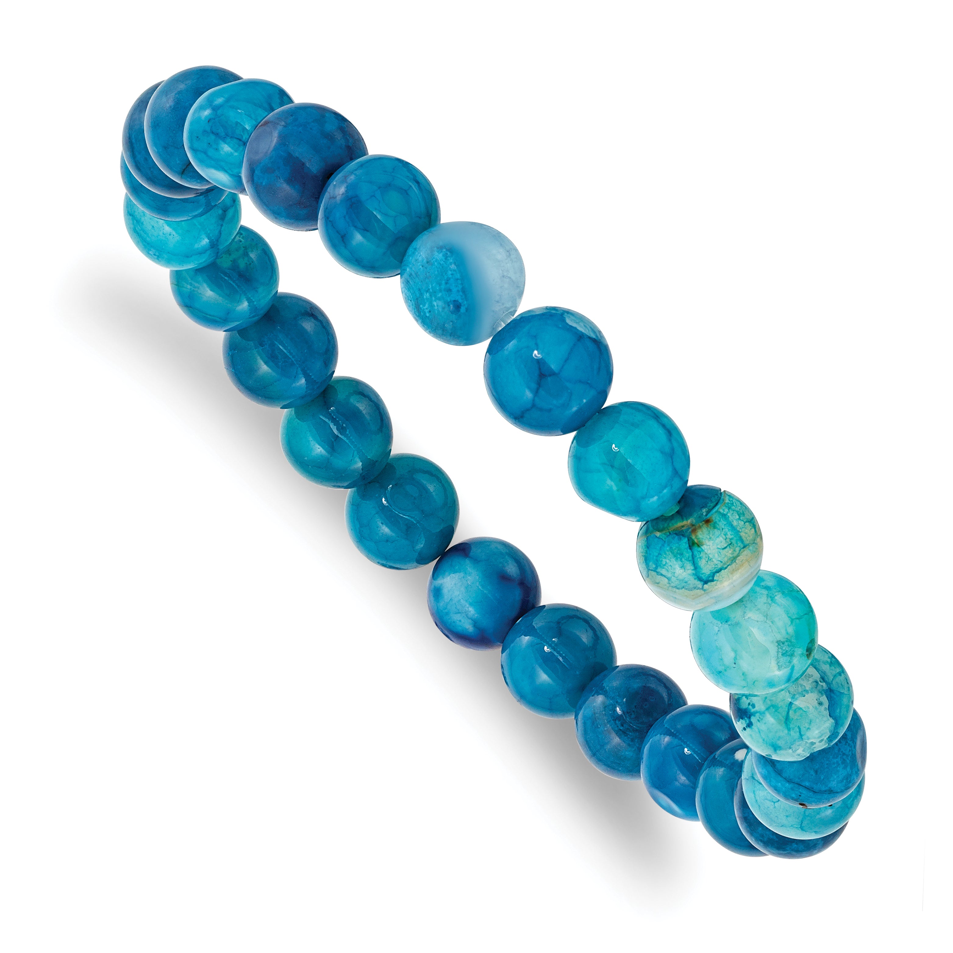 Chisel 8mm Blue Fire Agate Beaded Stretch Bracelet