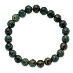 Chisel 8mm Green Eye Agate Beaded Stretch Bracelet