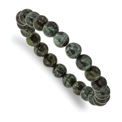 Chisel 8mm Green Eye Agate Beaded Stretch Bracelet