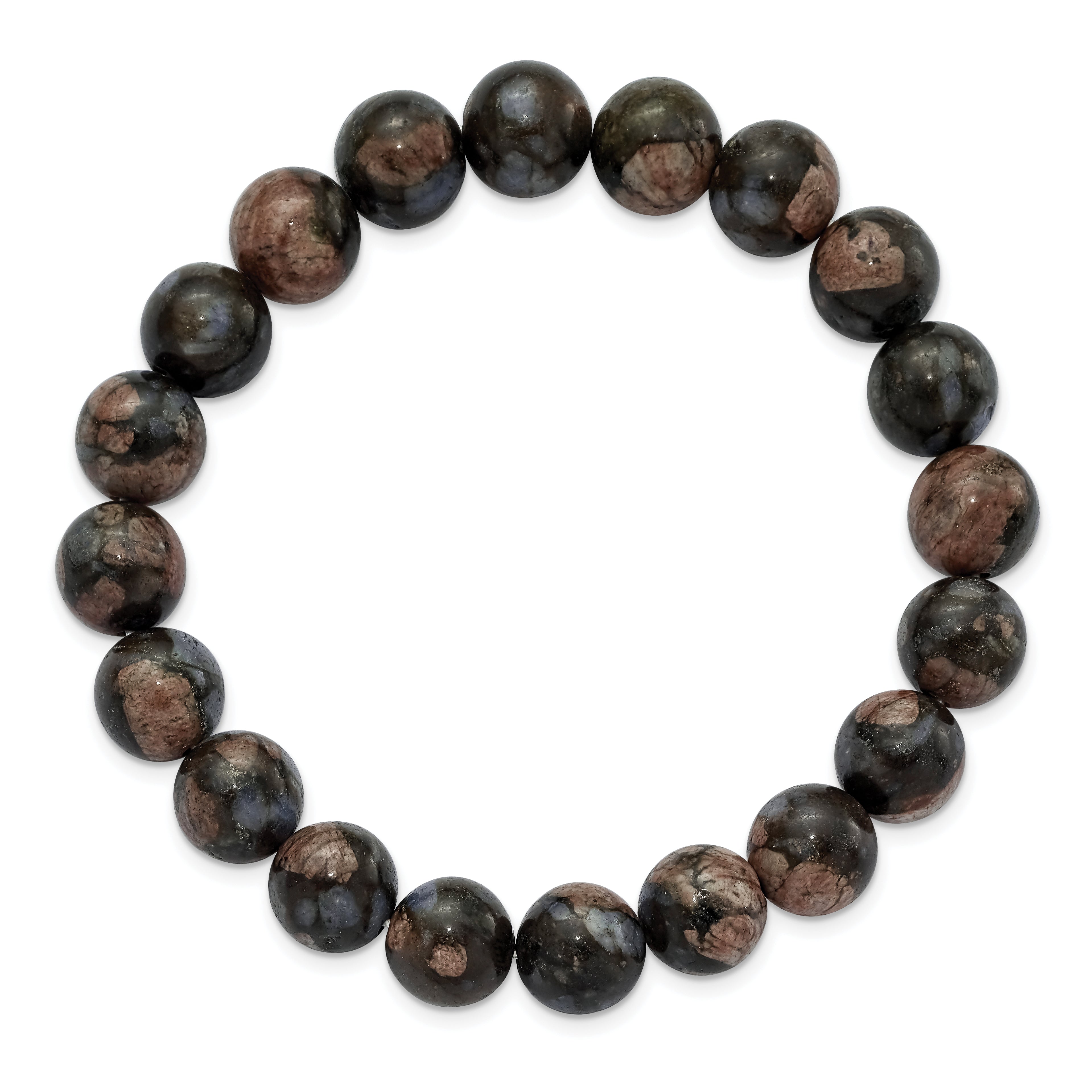 Chisel 10mm Black and Brown Agate Beaded Stretch Bracelet