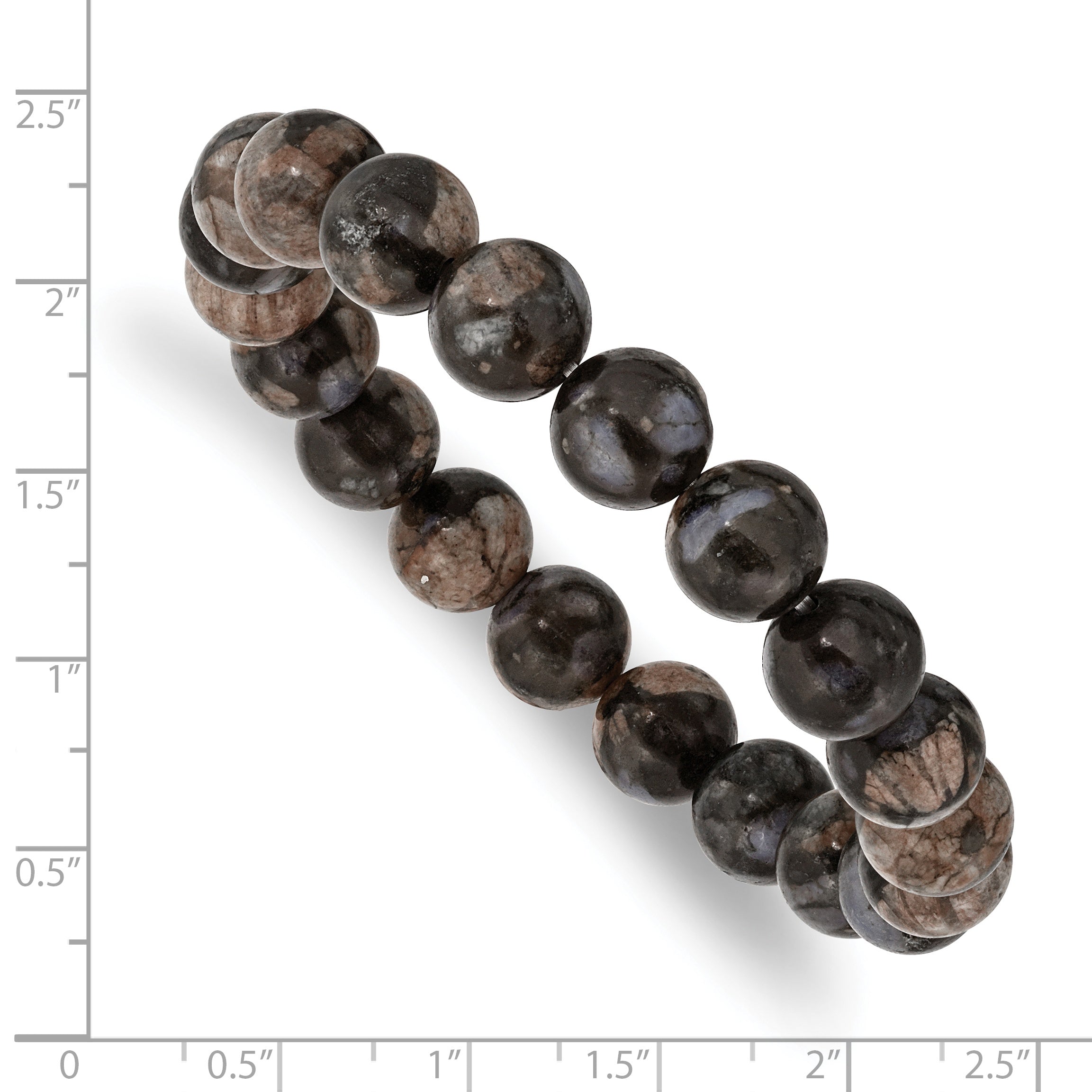 Chisel 10mm Black and Brown Agate Beaded Stretch Bracelet