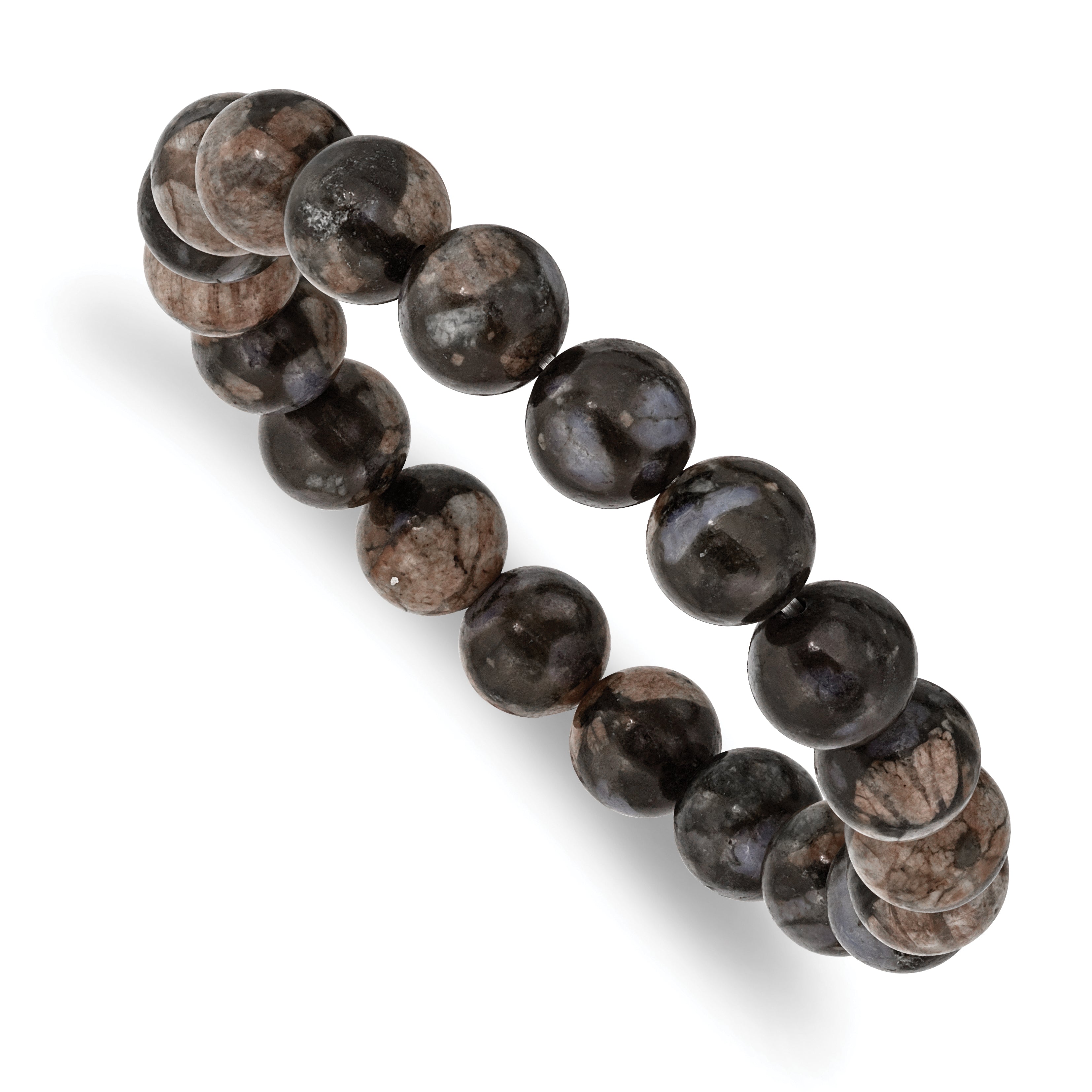 Chisel 10mm Black and Brown Agate Beaded Stretch Bracelet