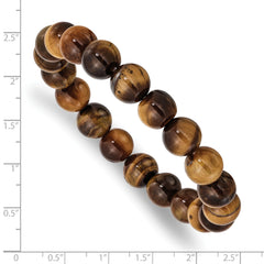 Chisel 10mm Yellow Tiger's Eye Agate Beaded Stretch Bracelet