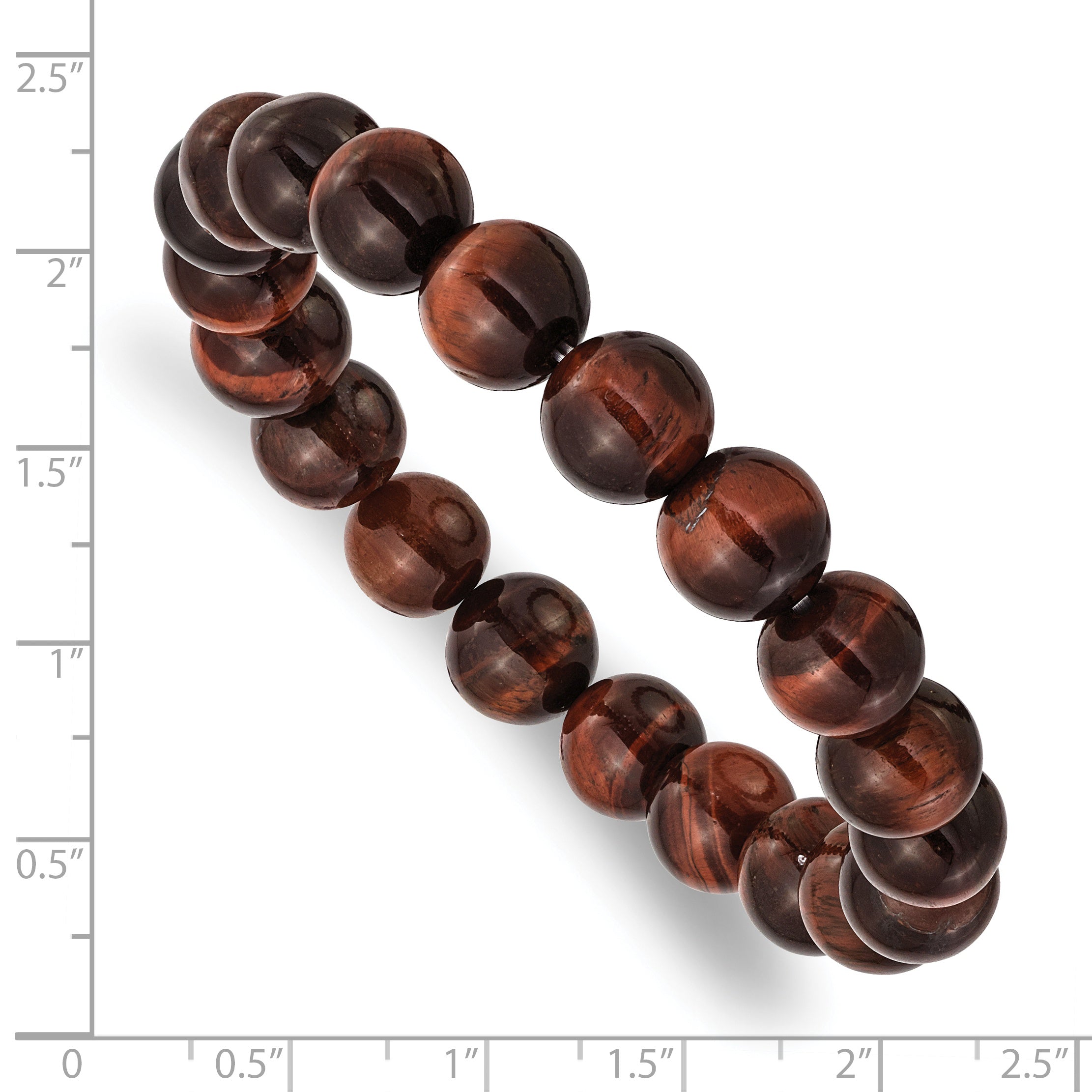 Chisel 10mm Red Tiger's Eye Agate Beaded Stretch Bracelet