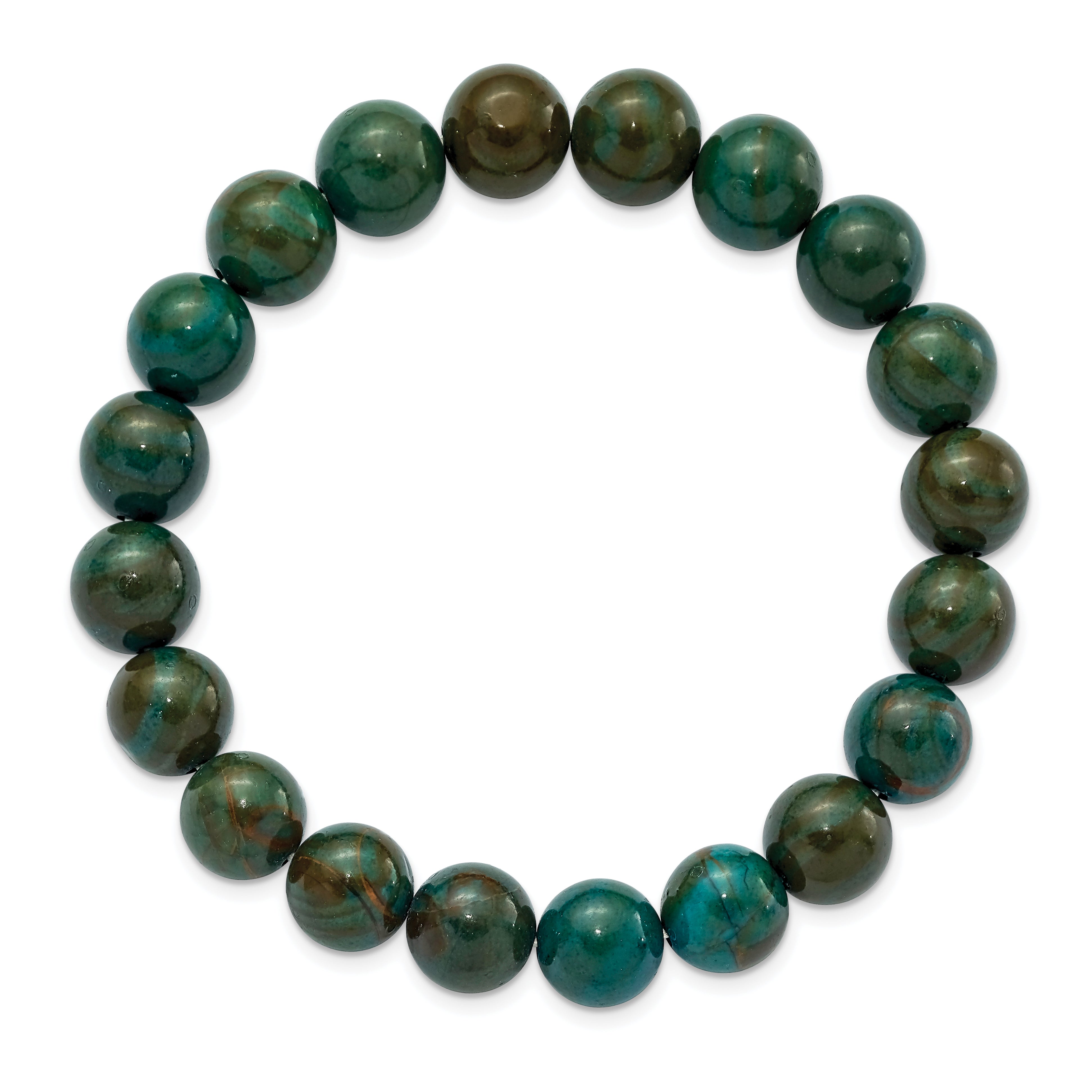 Chisel 10mm Green Eye Agate Beaded Stretch Bracelet