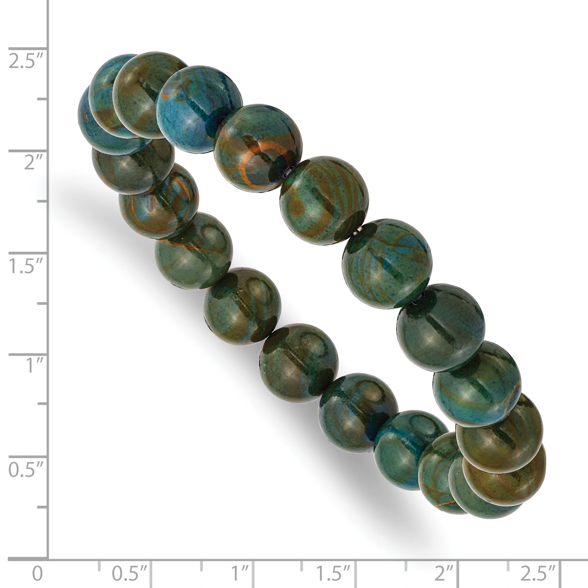 Chisel 10mm Green Eye Agate Beaded Stretch Bracelet