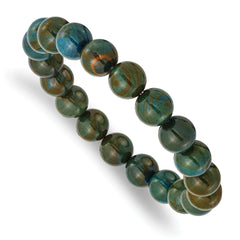 Chisel 10mm Green Eye Agate Beaded Stretch Bracelet