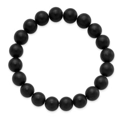 Chisel 10mm Black Agate Beaded Stretch Bracelet